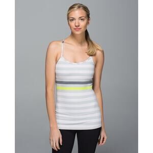 Lululemon Power Y Tank Luon Jet Stripe Heathered Silver Spoon sz 8